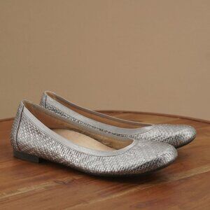 Vionic Silver Woven Ballet Flats